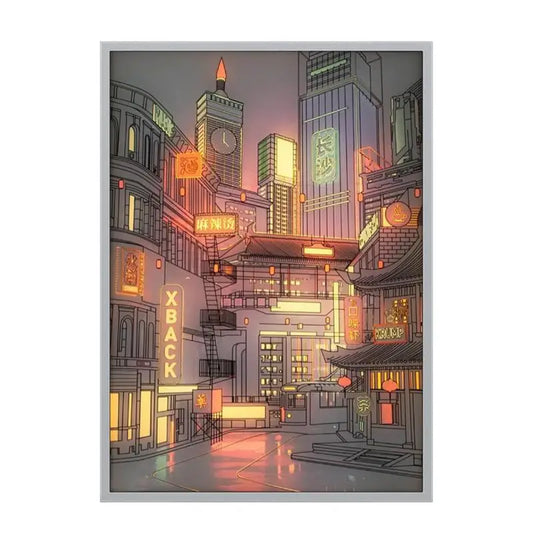 Anime LED Light Painting Beautiful City Night View Luminous Decor USB Dimming Wall Artwork Romantic Home Decoration Night Lamp