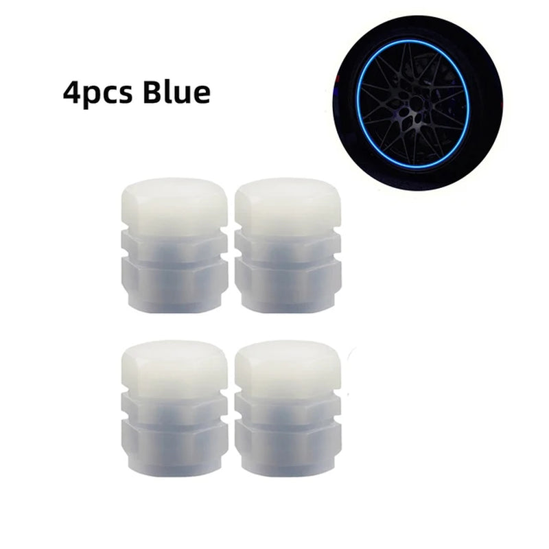 4PCS/8PCS Glow Tire Valve Luminous Car Tire Pressure Caps Stem Cover Glowing in Dark Universal Tire Valve Stem Covers for Cars