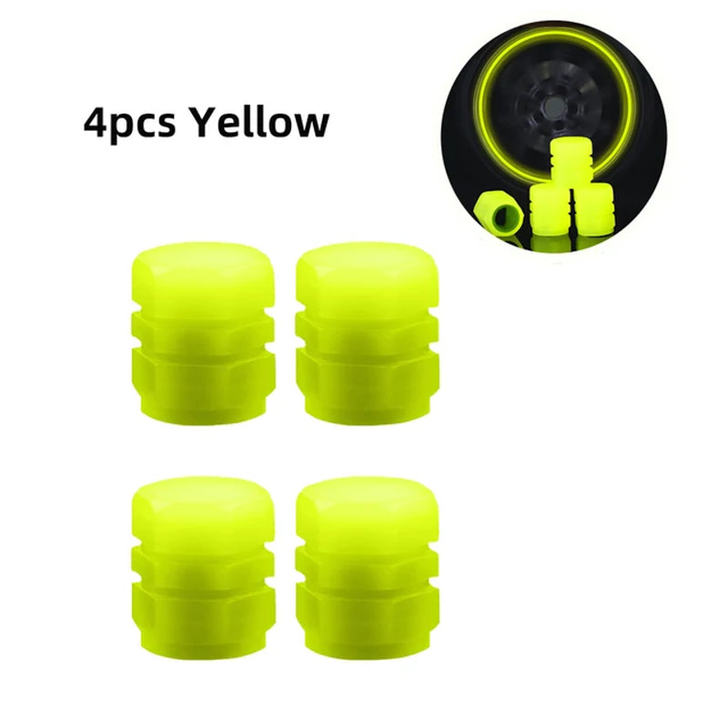 4PCS/8PCS Glow Tire Valve Luminous Car Tire Pressure Caps Stem Cover Glowing in Dark Universal Tire Valve Stem Covers for Cars