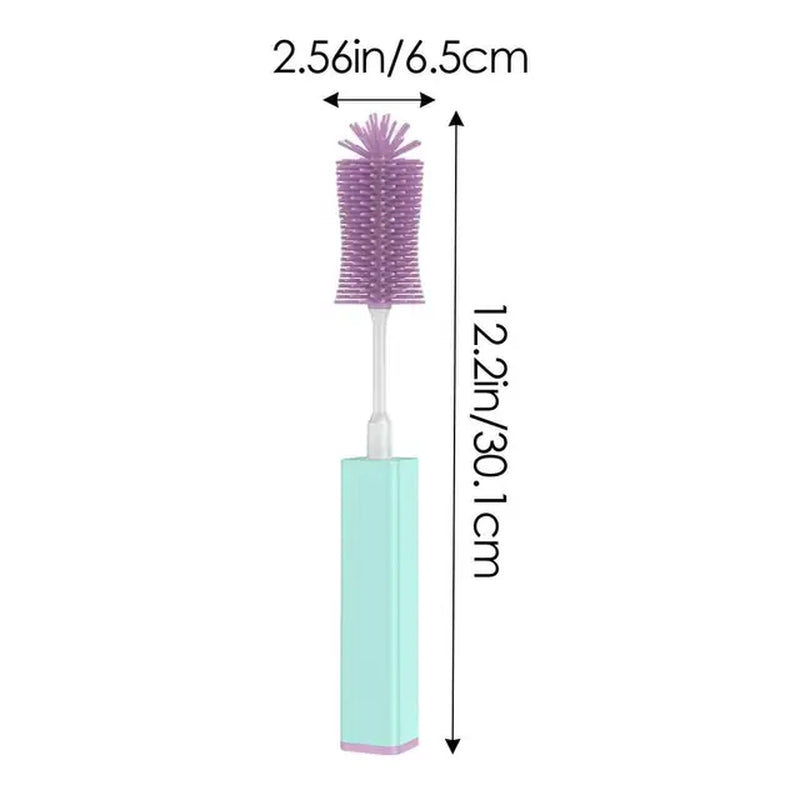 Baby Silicone Bottle Brush Long Handle Cleaning Brush 360-Degree Rotating Cleaning Bottle Brushes for Baby Bottles