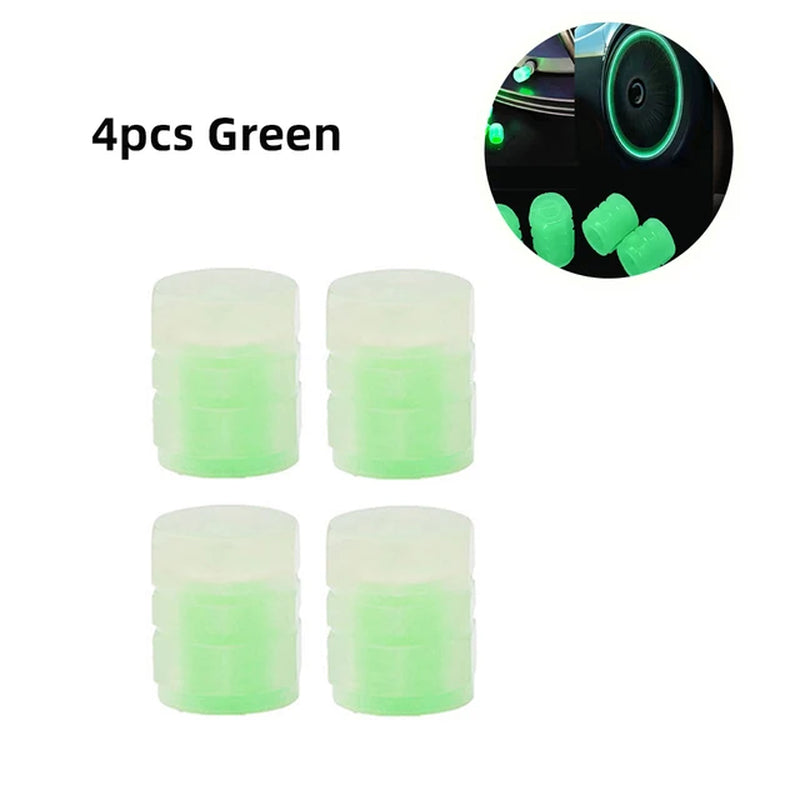 4PCS/8PCS Glow Tire Valve Luminous Car Tire Pressure Caps Stem Cover Glowing in Dark Universal Tire Valve Stem Covers for Cars