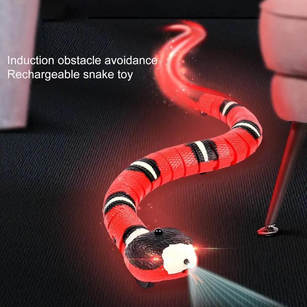 Snake Tease Toy Creative Flick Tongue 75Mah Automatically Sense Obstacles Escape Snake Tease Toy Cat Supplies