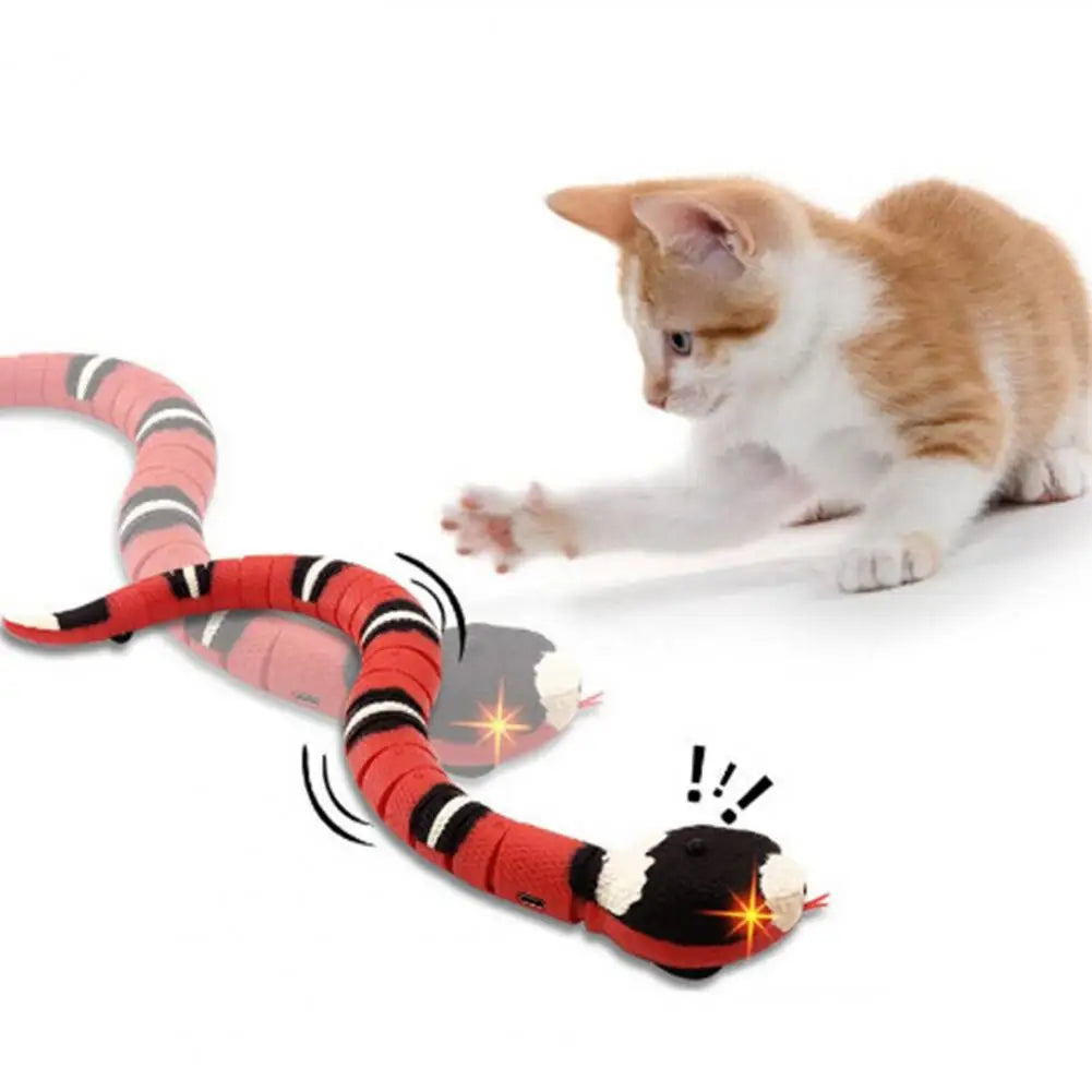 Snake Tease Toy Creative Flick Tongue 75Mah Automatically Sense Obstacles Escape Snake Tease Toy Cat Supplies