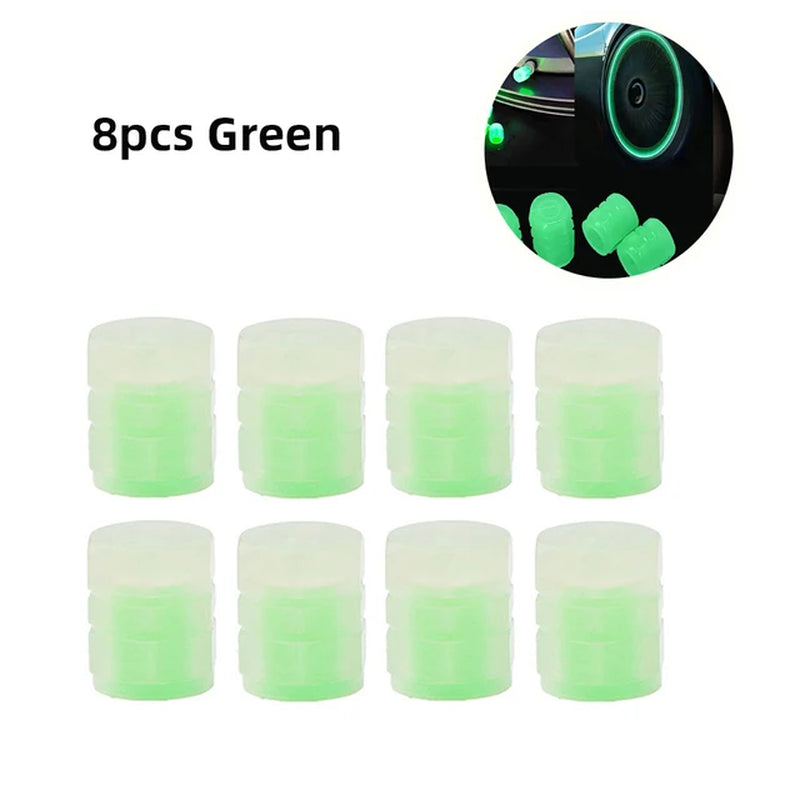 4PCS/8PCS Glow Tire Valve Luminous Car Tire Pressure Caps Stem Cover Glowing in Dark Universal Tire Valve Stem Covers for Cars