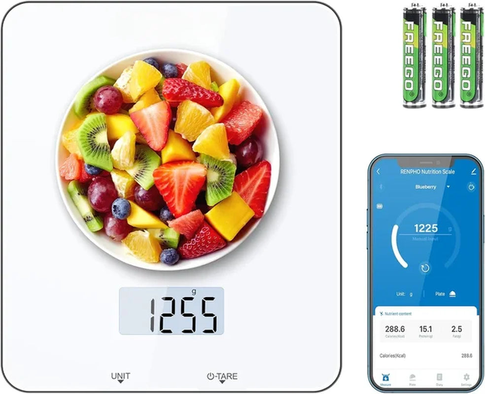 Kitchen Scale, Smart Food Scale with Nutritional Calculator, Food Weight Scale Grams and Ounces, Black Glass, 22Lb/10Kg