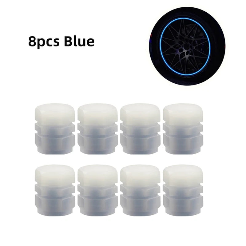 4PCS/8PCS Glow Tire Valve Luminous Car Tire Pressure Caps Stem Cover Glowing in Dark Universal Tire Valve Stem Covers for Cars